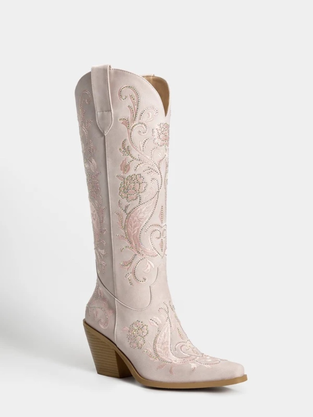 Light Pink Snip Toe Cowboy Cowgirl Boots